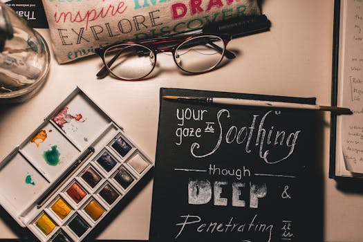 a calm workspace with motivational quotes